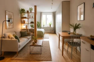 Kleine Wohnung einrichten mit klaren Wohnzonen, hellem Stauraum und multifunktionalen Möbeln